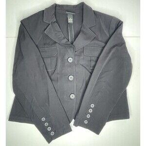 LANE BRYANT Black Stretch Ponte Knit Blazer Sz 20 Single Breasted 4 Button
